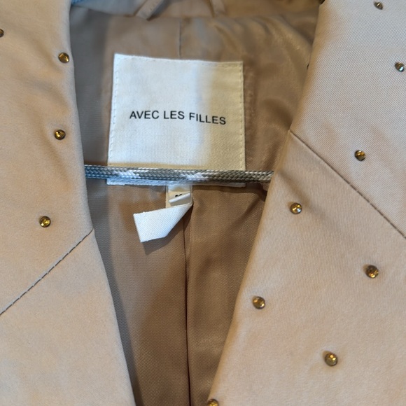 SOLD ‼️‼️les files rhinestone beaded 🧥 trench coat - Picture 4 of 4